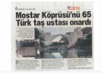 Mostar Köprüsünü 65 Türk taş ustası Onardı